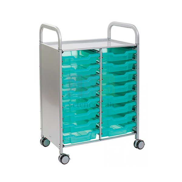 Double Antimicrobial Trolley with Shallow Trays